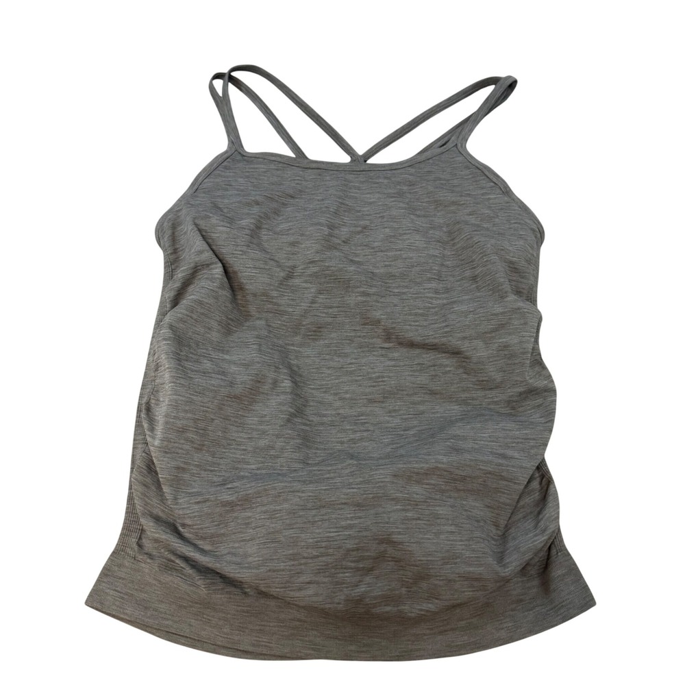 Sweaty Betty Namaste‎ Yoga Tank Top Grey Built in Bra Strappy Ruched Large L
